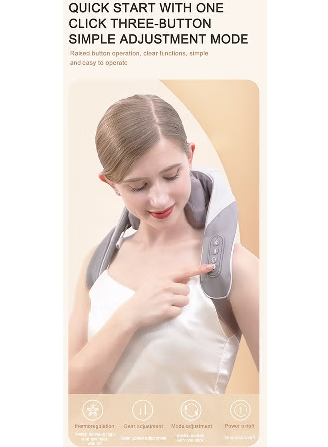 Mini Kneading Neck & Shoulder Massager with Heat | Trapezius Hot Compress, Hands-Free Relief