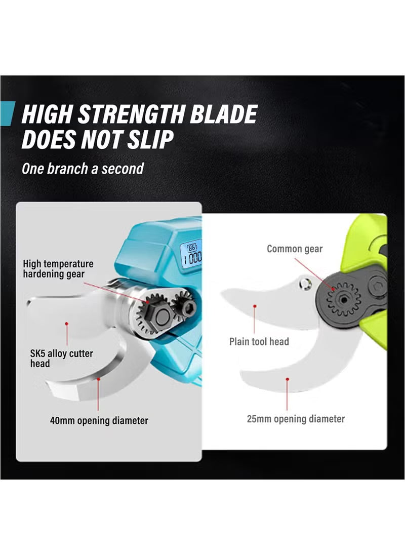21V Electric Pruning Shears with 2 Batteries, Charger & Blades – Cuts Up to 30MM