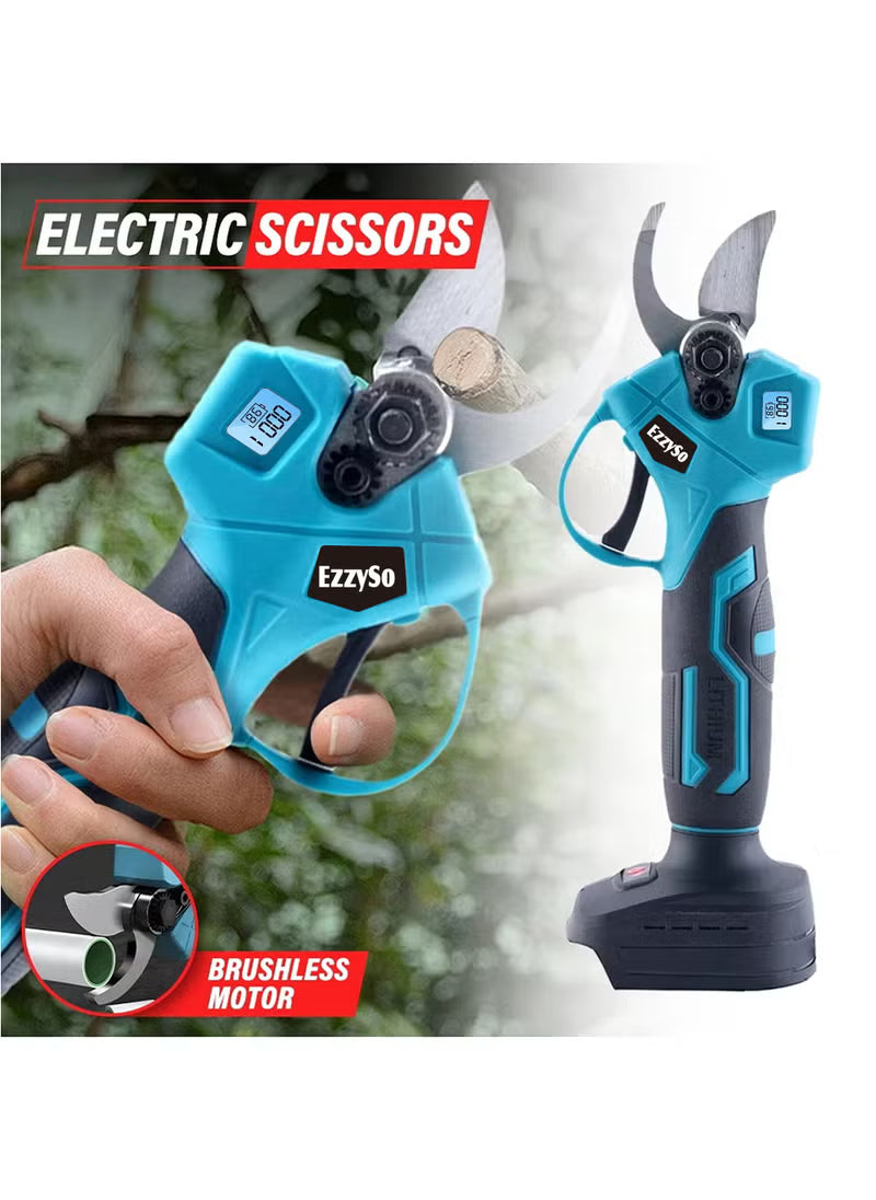 21V Electric Pruning Shears with 2 Batteries, Charger & Blades – Cuts Up to 30MM