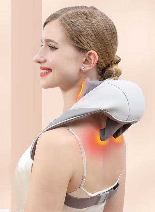 Mini Kneading Neck & Shoulder Massager with Heat | Trapezius Hot Compress, Hands-Free Relief