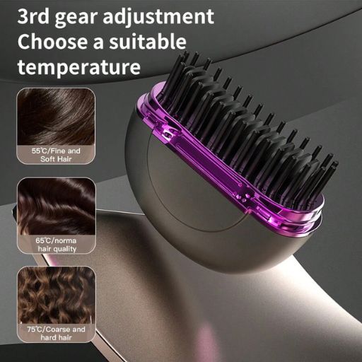Portable Cordless Mini Straightening Brush, Fast Heating With 3 Temperature Settings, Anti-Scald, Suitable For Daily Travel Use, For Men's Beard And Women's Hair, Ideal Gift For Both Men And Women